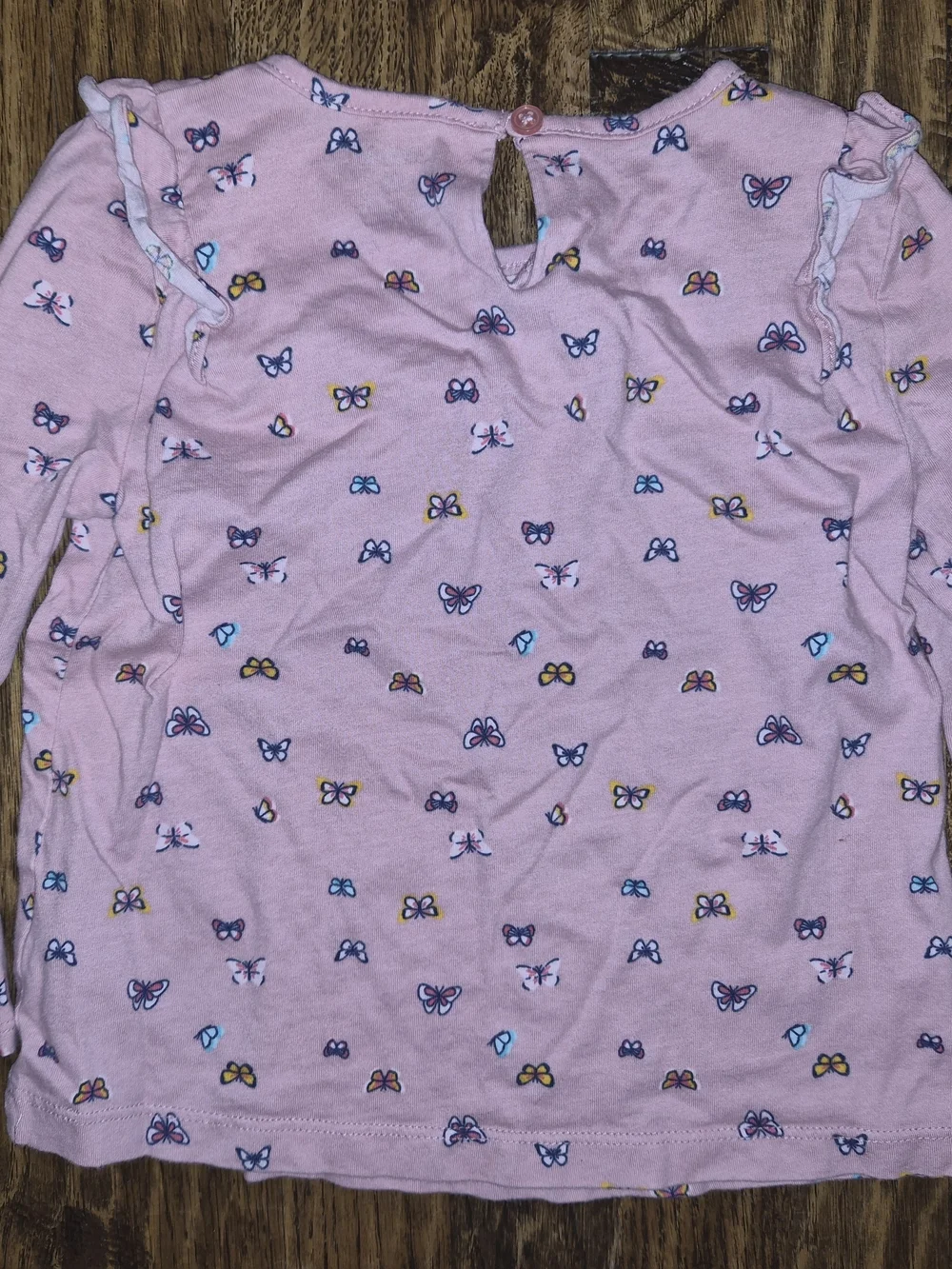 Girls Carter's Pink Butterfly Ruffle Neck Long Sleeve Top Navy Leggings 4T
